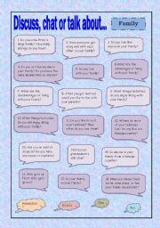 English Worksheet: Discuss, chat or talk about - Family