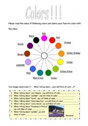 English Worksheet: colors