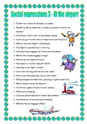 English Worksheet: Social expressions 3 - at the airport