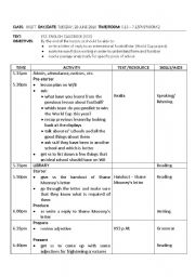 English Worksheet: lesson plan