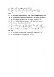 English worksheet: Choose the card and try your luck