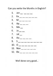 English worksheet: Can you write the months in English