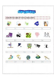 English worksheet: SPORTS