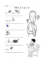 English Worksheet: Phonics s, a, t, p, i, n