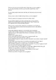 English Worksheet: Conversation questions - Having a baby