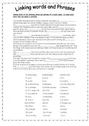 English Worksheet: Linking words