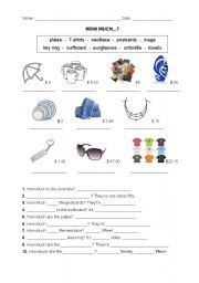 English Worksheet: How much is / are