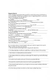 English Worksheet: reported speech