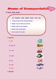 English worksheet: Means of transportation