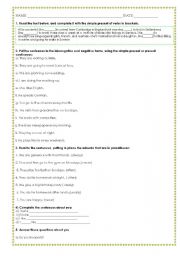 English Worksheet: simple present and present continuous