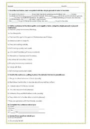 English worksheet: simple present and present continuous