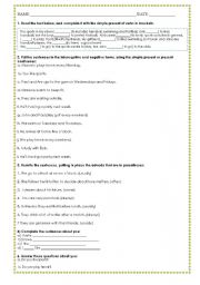 English Worksheet: simple present and present continuous