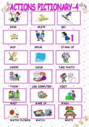 English Worksheet: actions pictionary-part4
