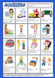 English Worksheet: ROUTINES + KEY