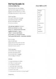 English Worksheet: Song - Put Your Records On
