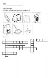 English worksheet: Food for breakfast (crossword)