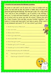 English Worksheet: Reading Comprehension Simple Present