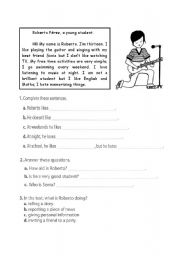 English Worksheet: Readin activity likes and dislikes