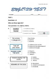 English worksheet: ENGLISH TEST