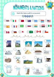 English Worksheet: Monuments & Nations - 2