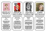 English Worksheet: Famous people speaking cards (was,were) part 4