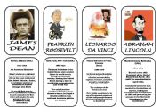 English Worksheet: Famous people speaking cards (was,were) part 5