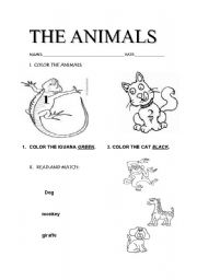 English worksheet: tHE animals !!!