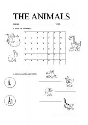 English worksheet: learning the animals 