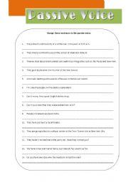 English Worksheet: Passive Voice