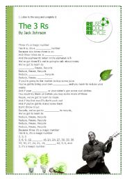 English Worksheet: The 3 Rs Song by Jack Johnson