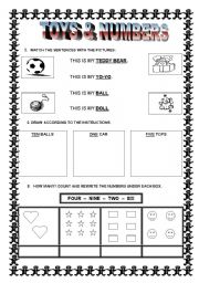 English Worksheet: TOYS & NUMBERS