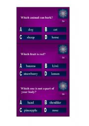 English Worksheet: Quiz game: Who wants to be a millionaire? II