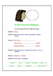 English worksheet: In the Classroom Dialogue