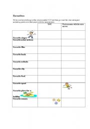 English worksheet: Favourites