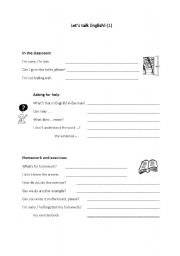 English Worksheet: Classroom phrases for English lessons