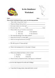 English Worksheet: The Magic School Bus: In  the Rainforest 