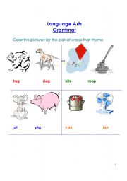 English Worksheet: Rhyming Words