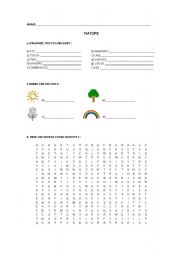 English worksheet: Nature elements