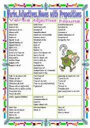 English Worksheet: Verbs,Adjectives,Nouns with Prepositions(Part 4 S-W)