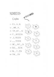 English worksheet: Numbers