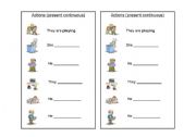 English worksheet: Actions (present continuous)