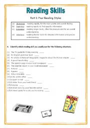 English Worksheet: Reading Skills Worksheet