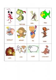 English Worksheet: ANIMAL FLASHCARDS