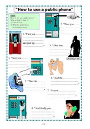 English Worksheet: How to use a public phone