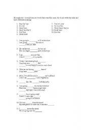 English Worksheet: homophones