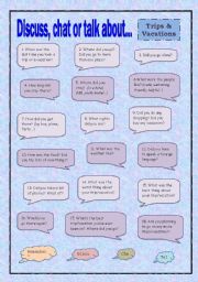 English Worksheet: Discuss, chat or talk about - Trips & Vacations