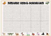 English Worksheet: FUNTASTIC ANIMAL WORDSEARCH