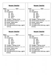 English Worksheet: Writing a recount , checklist
