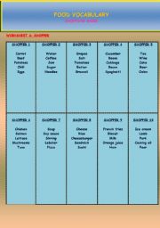 English Worksheet: Food vocabulary game