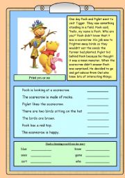 English Worksheet: Pooh and the scarecrow